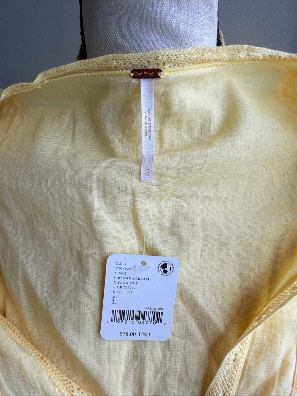 NWT Free People Solid Landy Top in Banana Cream Yellow Button-Front Blouse - Picture 9 of 9